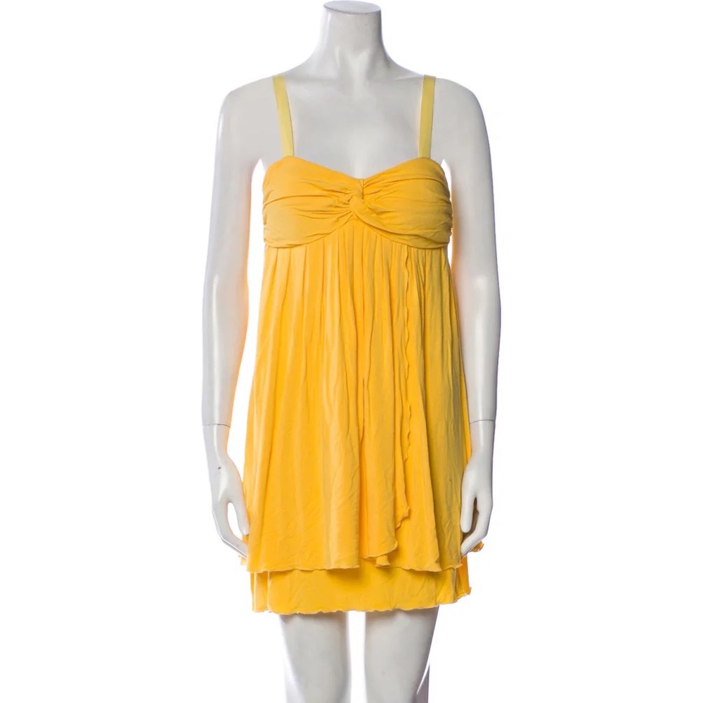 Catherine Malandrino Sleeveless V Neck Mini Dress Size Small Peachy Yellow Tunic